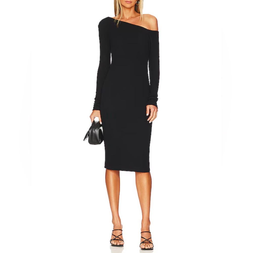 Enza Costa Knit One Shoulder Long Sleeve Dress